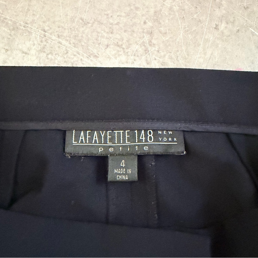 Lafayette 148 New York Navy Wool Blend Straight-Leg Dress Pants - Picture 6 of 6